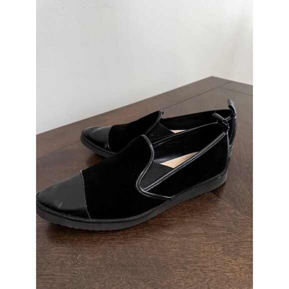 Karl Lagerfeld Paris Black Suede/Leather Flat Slip On Shoes Size 9.5 - Picture 4 of 6